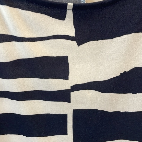 Chico’s Size 2, 12/14, Navy Fringed Scoop Neck Top with Short Sleeves. - Picture 2 of 11